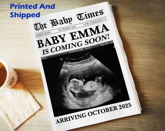 Custom Baby Announcement Newspaper, Pregnancy Announcement Newspaper, Large Pregnancy Reveal Newspaper, Pregnancy Newspaper for Social Media