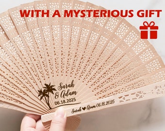 Coconut Scented Personalized Wedding Favors Fans/Custom Wedding Fan/Wedding fans/Wooden Hand Fan/Wedding Hand Fans in Bulk/Beach Wedding fan