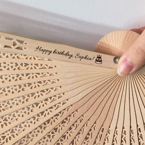 Custom Birthday Favor Hand Fan/Personalized Hand fan/Birthday fans/Hand Fan folding/Birthday Hand Fans Bulk/Custom Wooden Fan