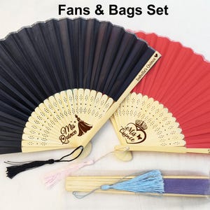 Bulk Quinceañera Favor Fan with Tassel/Mis Quince Favors Fan & Bag/Birthday Favors for Guests/Personalized Fabric Cloth Fans/Sweet 15 Gifts