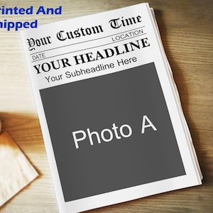 Custom Printed and Shipped Newspaper, Custom Newspaper with Photo for Valentine, Wedding, Birthday, Business, Shower, Retirement,Anniversary