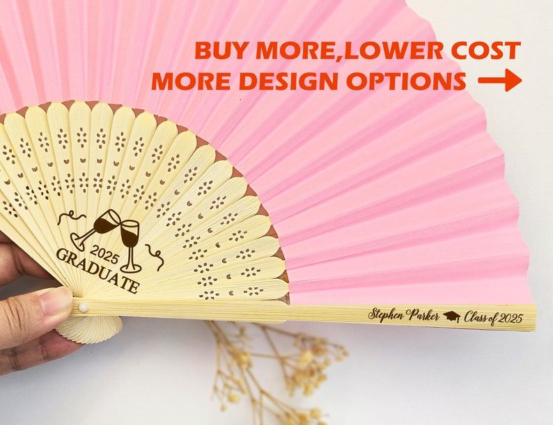 Personalized Graduation Fans in Bulk Paper Hand Fans Graduation Gifts for Friends Engraved Fans