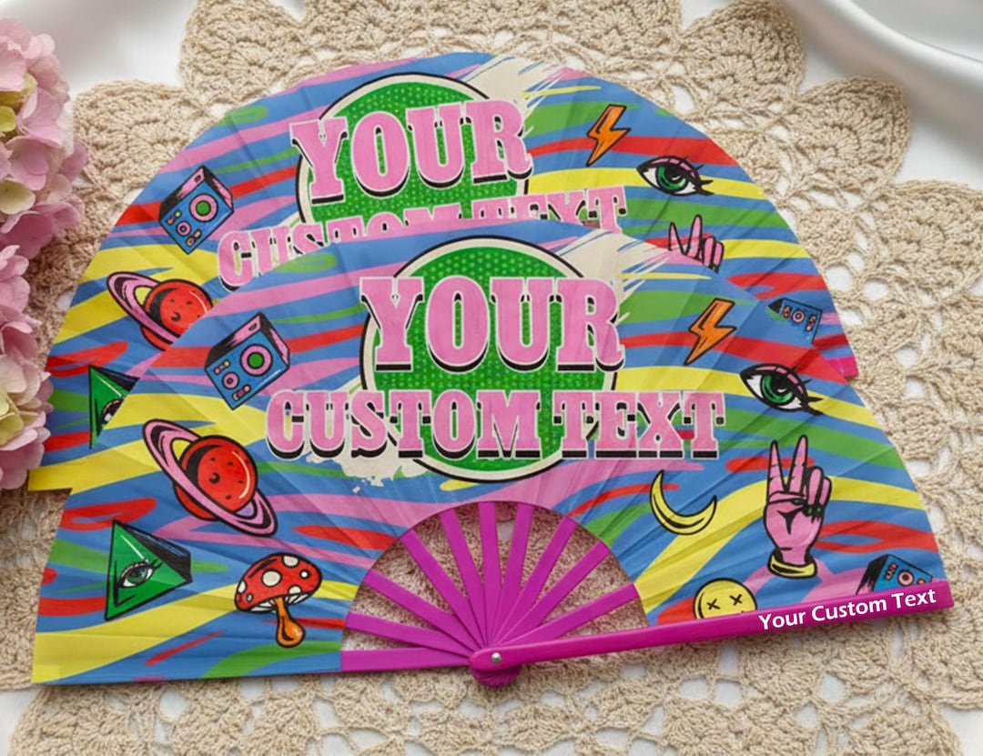 Custom Clack Fan With Your Design, Large Hand Fan, Personalized Rave ...