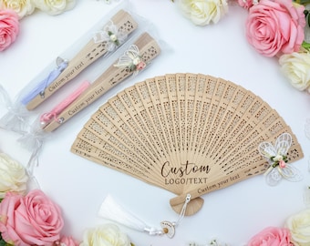 Abanico de madera con logotipo personalizado, regalos de boda personalizados, regalos para quinceañeras, obsequios para eventos empresariales, decoración de verano para exteriores.