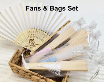10 Stück Baby Shower Party Favor Hand Fans & Taschen Set Personalisierte Baby Name Fans Benutzerdefinierte Geburtstag Gefälligkeiten Neugeborene Baby Geschenke Fans für Babyparty