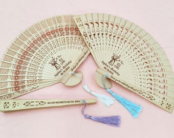 A Tini Bit Older Wooden Fans with Tassel / Dirty Martini Themed Folding Fans / Engraved Custom Birthday Hand Fan Favors / Birthday Gift Idea