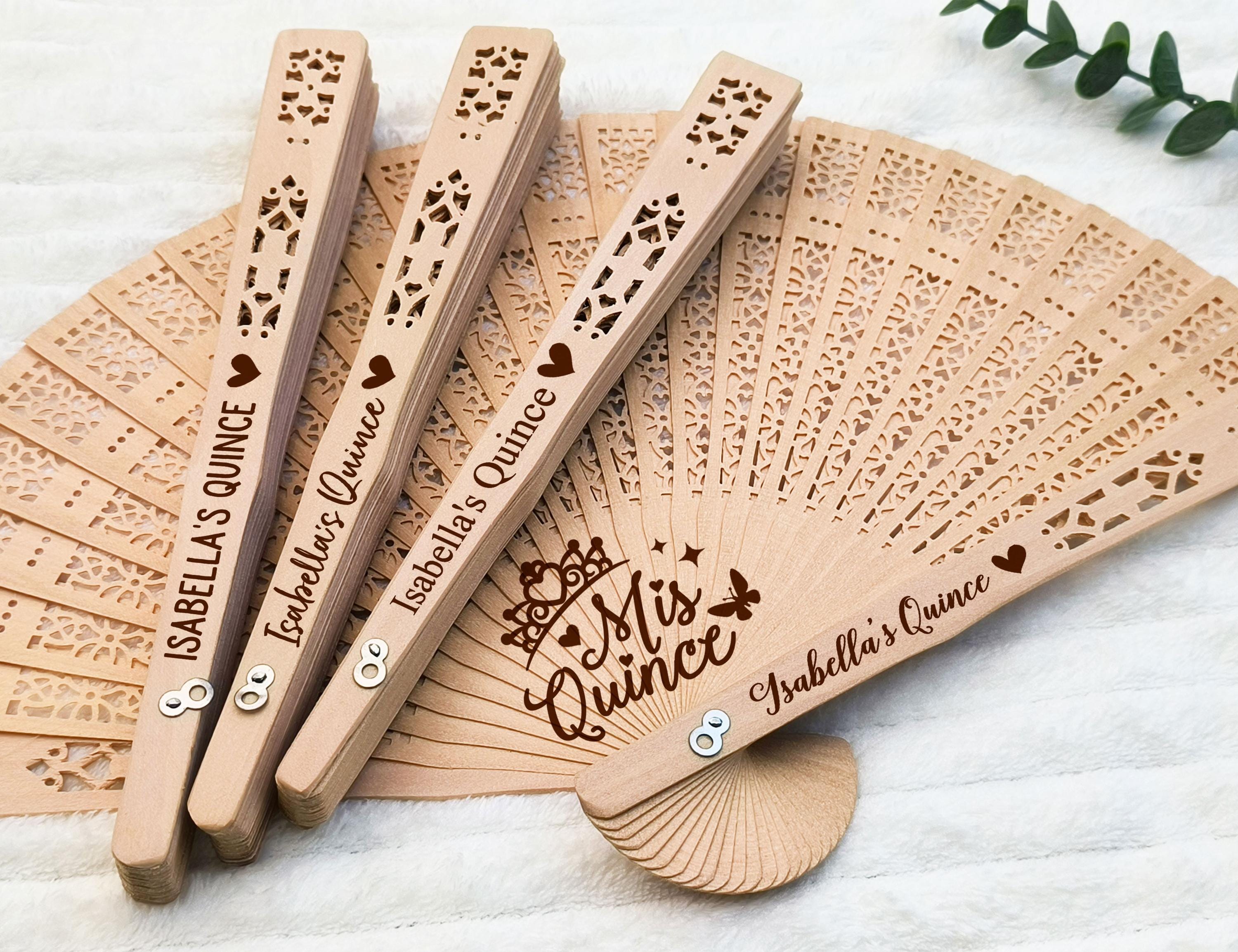 Bulk Mis Quince Años Fan Custom Birthday Favors Quinceañera Party Favors Sweet 16 Sweet 15 Gifts Personalized Wedding Hand Fans