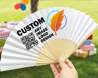 Abanico de fiesta personalizado/Abanicos plegables personalizados con logotipo, foto o diseño/Abanico rústico de mano/Recuerdo de ceremonia para invitados/Abanicos de fiesta personalizados