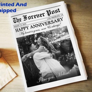 Happy Anniversary Newspaper Template/1 Year Anniversary Gift for Couple/ANY YEAR Anniversary/Anniversary Party Favor/Custom Anniversary Gift
