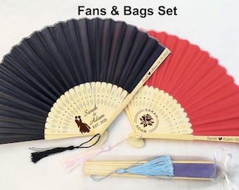 Personalized Wedding Hand Fans with Tassel Bridesmaid Gifts Party Favors Groomsman Gifts Favors for Guests in Bulk Bridal Shower Favors Fan
