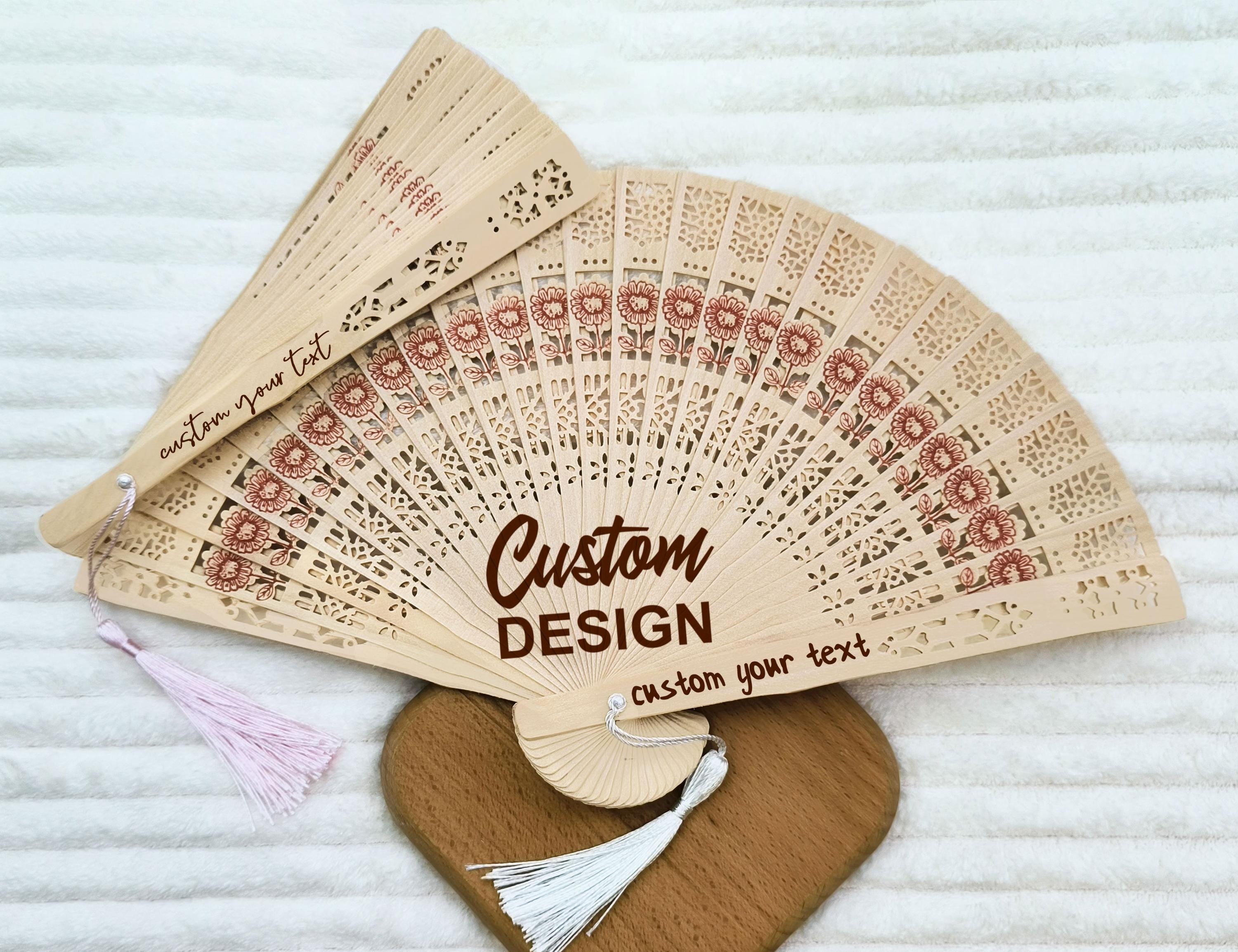 Customised Traditional Fan Personalized Wooden Fan With Tassel Design/party Sandalwood Fan/bulk ...