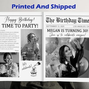Custom Birthday Newspaper Photo Printed/Editable Newspaper Birthday Party Decor/Large Newspaper Template/Birthday Newspaper for Photography