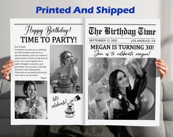 Custom Birthday Newspaper Photo Printed/Editable Newspaper Birthday Party Decor/Large Newspaper Template/Birthday Newspaper for Photography