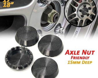 64mm/73mm Axle-Nut Friendly Deep Center Caps For Enkei RPF1 Wheels - 4pcs - Black