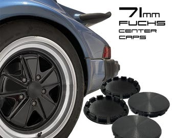 71mm Porsche Fuchs Wheels Compatible Blank Plastic Center Caps (Set of 4)
