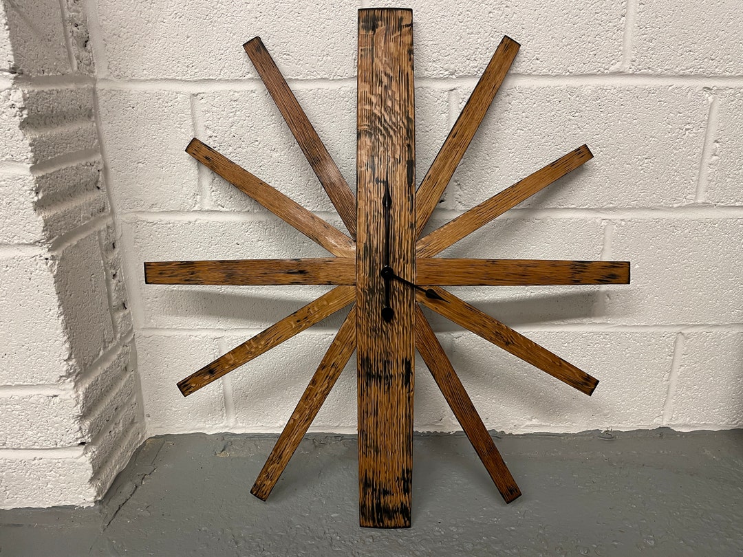 Rustic Cider Barrel Clock: Reclaimed Oak Staves 88cm - Etsy