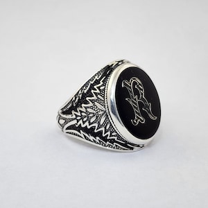 Anillo inicial de plata, anillo con letras para hombre, anillo con monograma, anillo personalizado para hombre, anillo con letras personalizado, regalo para esposo