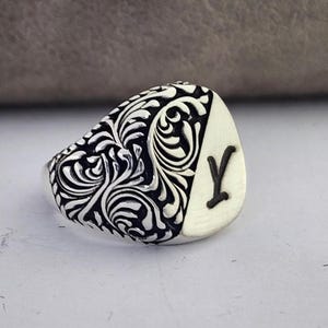 Anillo con inicial de plata, anillo con letra para hombre, anillo con monograma, anillo personalizado para hombre, anillo con letra personalizada, regalo para esposo