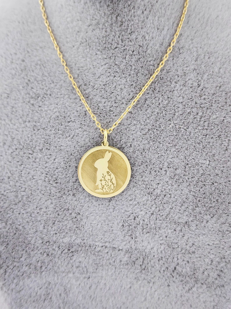 Real 14k Solid Gold Rabbit Necklace, Personalized Rabbit Pendant ...