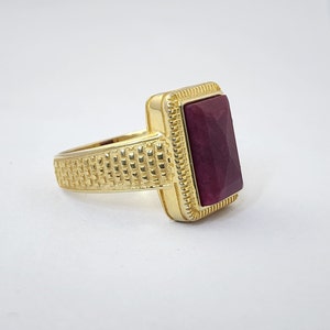 Mens Ring Ruby Stone 14K Gold Ring - Man Ring - Signet Ring Mens - Gold rings for Men - Gold Rings With Ruby Stone Jewelry Gift Him