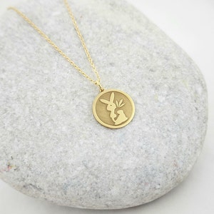 Real 14k Solid Gold Rabbit Necklace, Personalized Rabbit Pendant ...