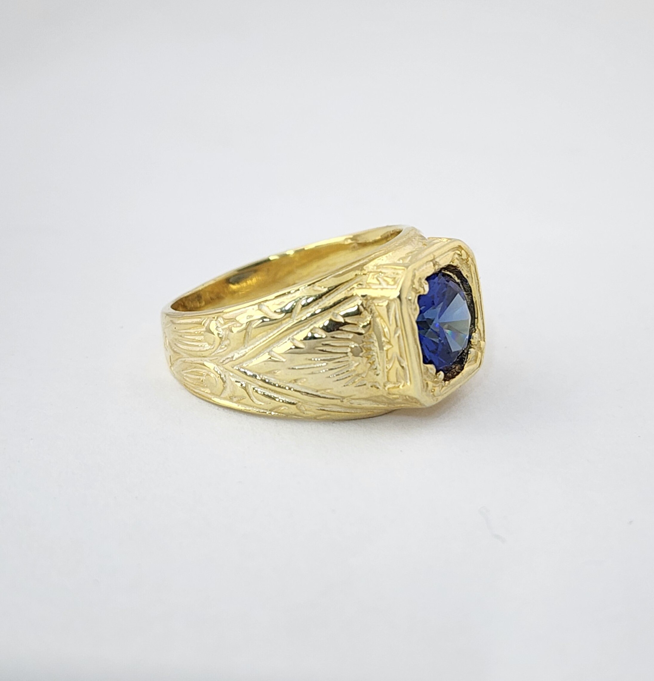Gold Ring With Sapphire Stone, 14K Gold Ring for Men, Modern Sapphire ...