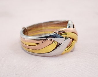 Ladies 6 Band Puzzle Ring. 14K Yellow Gold Puzzle Ring.