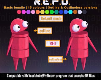 REPO (BASIC BUNDLE) GIFtuber/PNGtuber model - 15 colours + Outline&Outlineless || Compatible with Veadotube