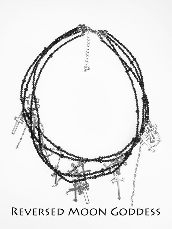 Junk Heaven Die Cross Necklace, Gothic Cross Pendant With