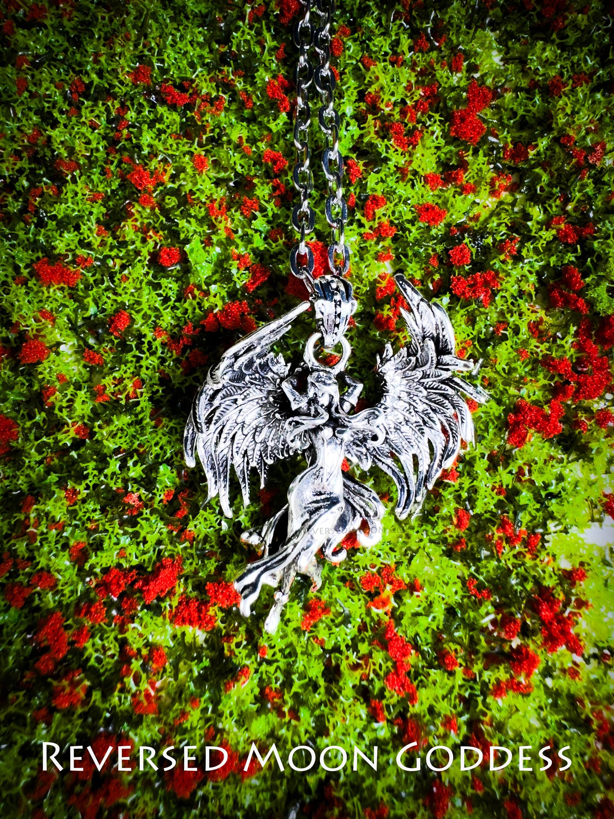 Fallen Angel Rhinestone Fallen Angel Wing Necklace: Antique Silver Gothic Pendant - Etsy