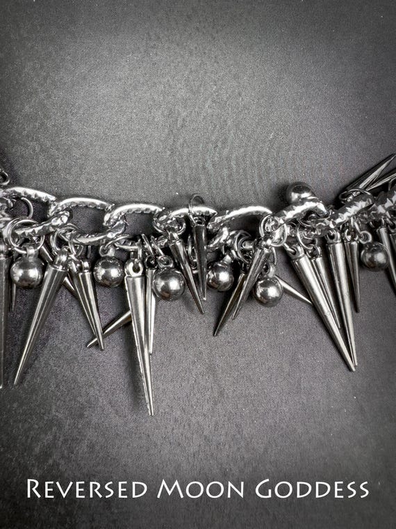 Punk Spike Chain Necklace: Y2K Gothic Rivet Accessory - Etsy