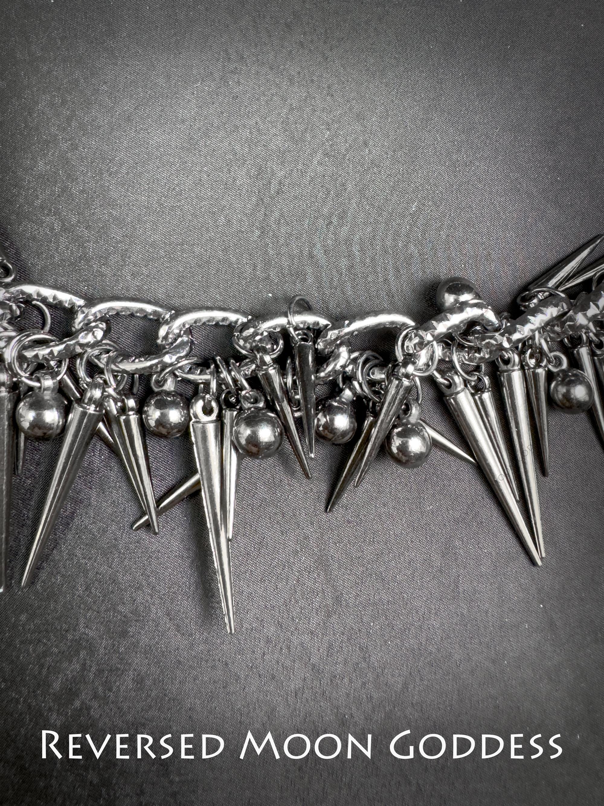 Punk Spike Chain Necklace: Y2K Gothic Rivet Accessory - Etsy