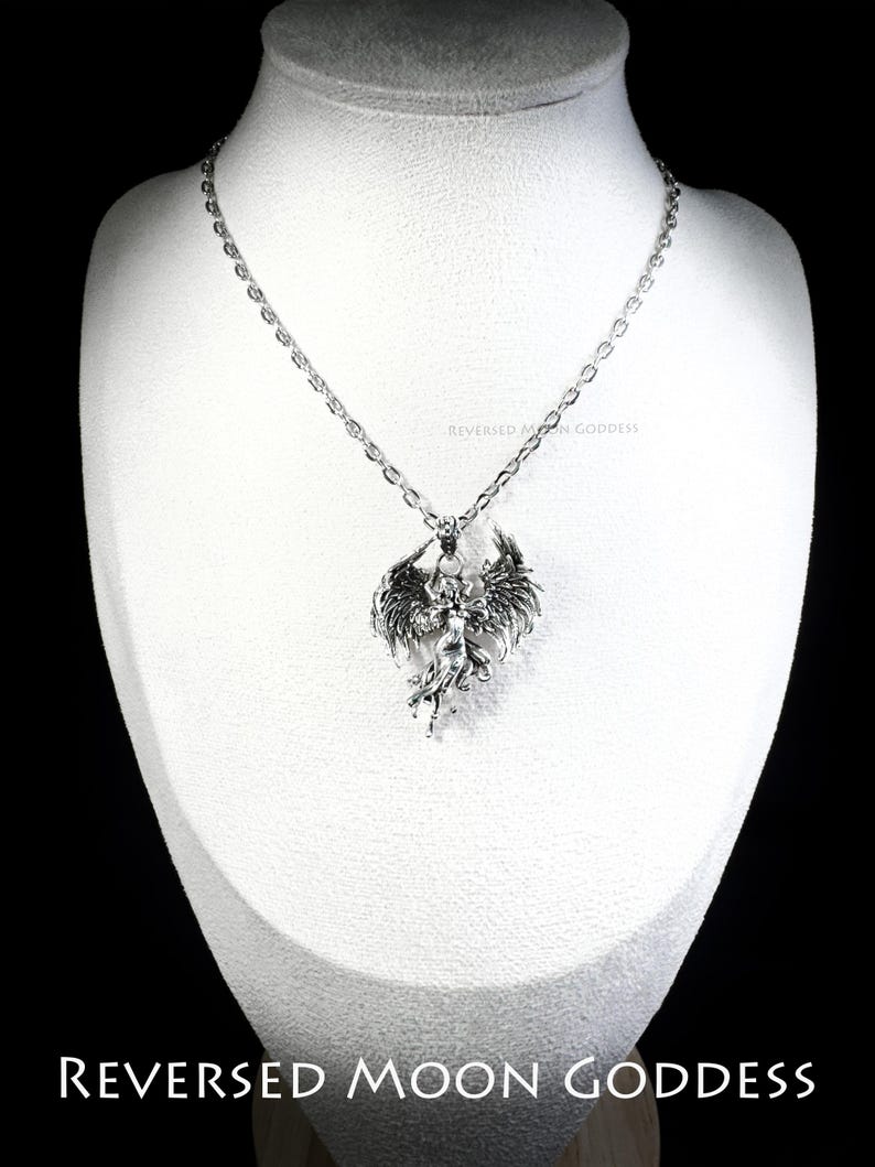 Fallen Angel Rhinestone Fallen Angel Wing Necklace: Antique Silver Gothic Pendant - Etsy