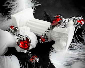 Gothic Burgundy Love Heart Earrings, Retro Gemstone Halloween Jewelry, Vampire Bloodstone Style, Boho Chic Earrings, Dark Aesthetic