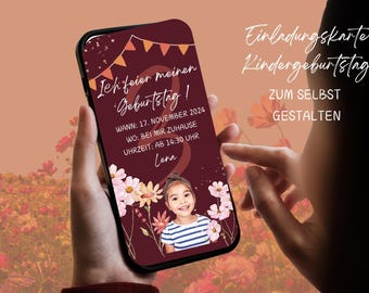 Digital Invitation 3rd Birthday Girl – Floral Children's Birthday Invitation Canva | DIY Printable Floral Invitation for Download