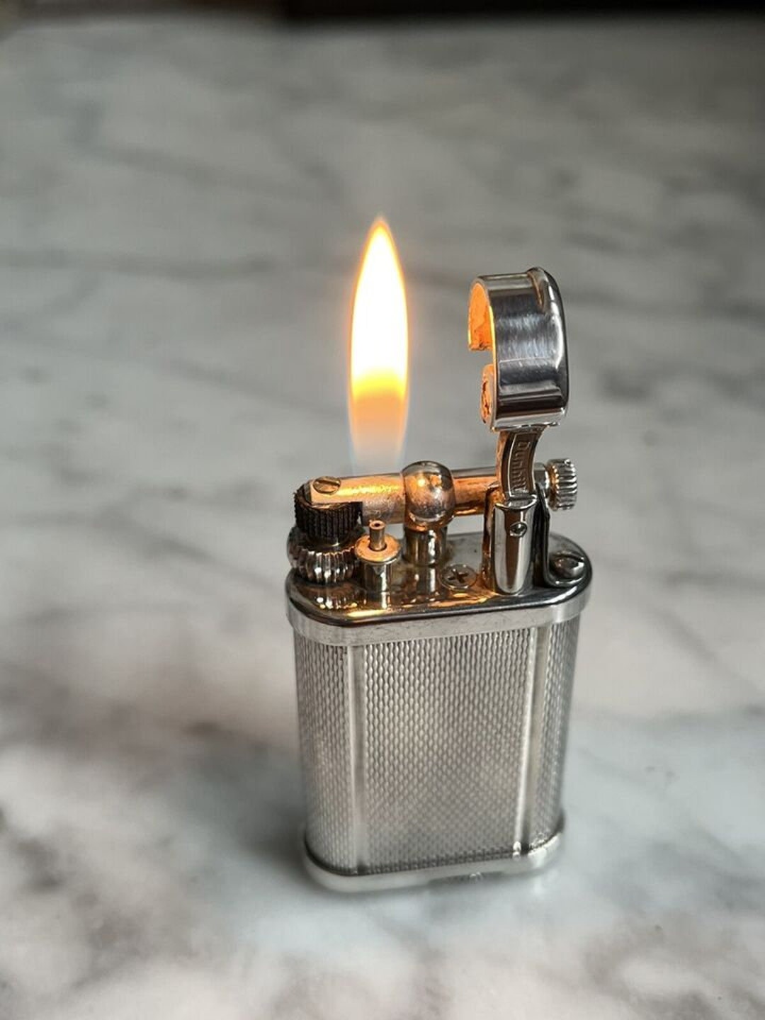Vintage Lighter Dunhill Unique Hammer Silver Plated Gas Etsy