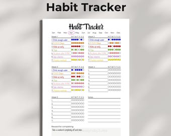 Habit Tracker Printable PDF | Weekly & Monthly Habit Tracker | A4 A5 Letter Half Letter | Minimalist Planner | Digital Download