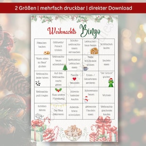 Weihnachts Bingo Vorlage | Weihnachtsaktivitäten Spiel | Digitaler Download PDF A4 A5 | Familien Weihnachten Spiel | Adventszeit Idee