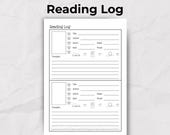 Reading Log Printable | Reading Journal PDF | Book Tracker Template | Reading Planner Insert | Digital Download A4 A5 US Letter