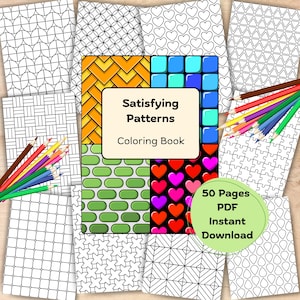 Satisfying Patterns Volume 1, 50 Geometric Pattern Coloring Pages – Abstract Printable Designs, Modern Mandala Art, Stress Relief