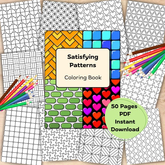 Satisfying Patterns Volume 1, 50 Geometric Pattern Coloring Pages – Abstract Printable Designs, Modern Mandala Art, Stress Relief