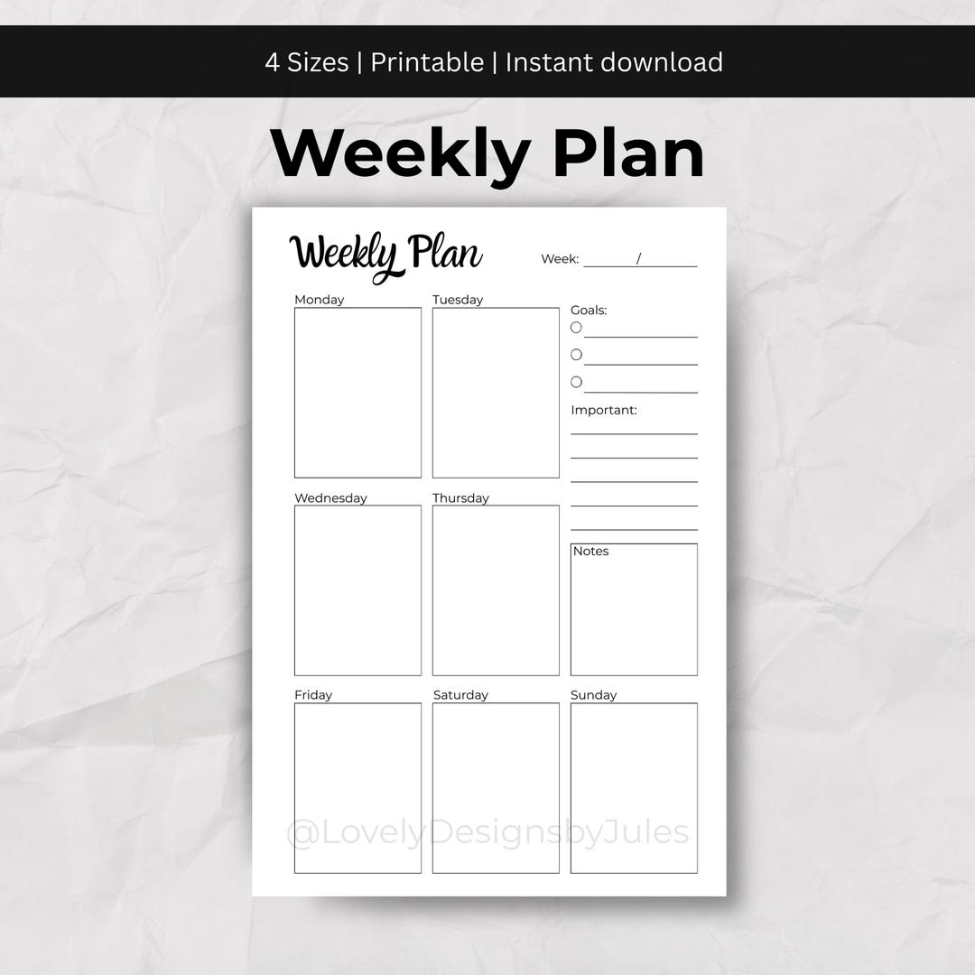 Weekly Planner Printable | Undated Weekly Schedule | Minimalist ...