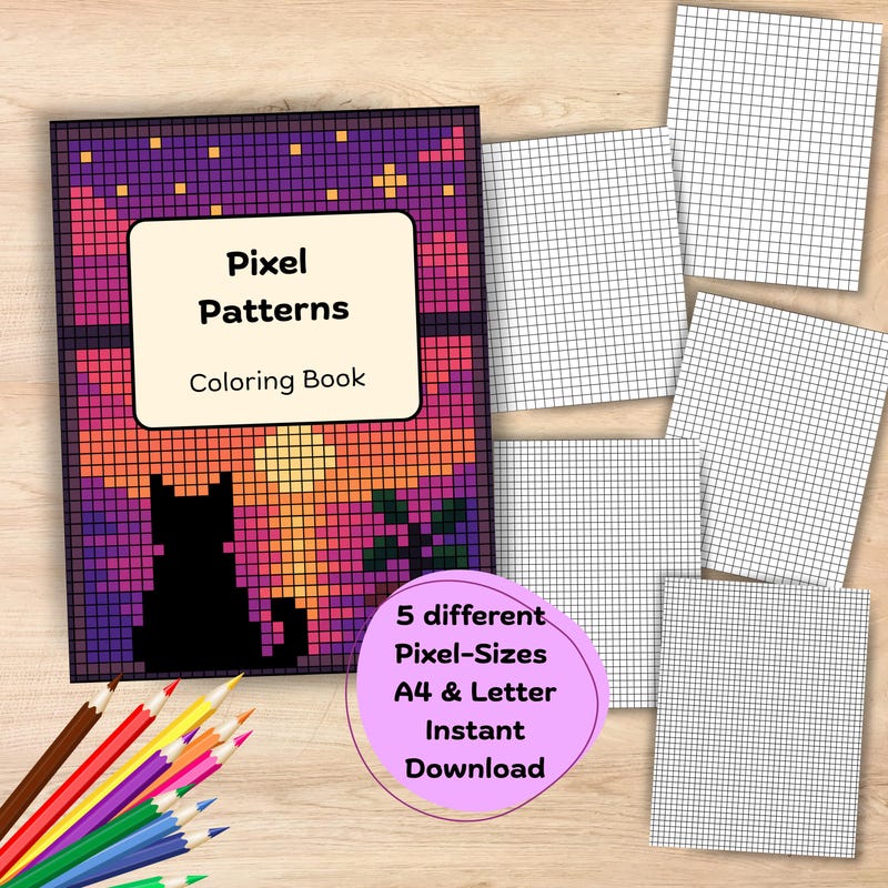 Color Pattern Worksheet Coloring Pages Pixels Coloring Patterns - Etsy