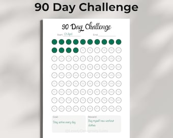 90 Day Habit Tracker Printable PDF | 90 Day Challenge Tracker | Daily Habit Tracker | Goal Planner | A4 A5 Letter Half Letter