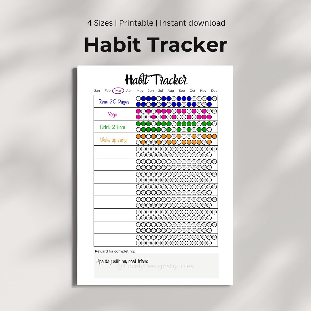 Monthly Habit Tracker Printable PDF | Minimalist Habit Tracker | A4 A5 ...