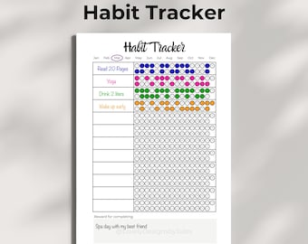 Monthly Habit Tracker Printable PDF | Minimalist Habit Tracker | A4 A5 US Letter Half Letter | Daily Planner | Productivity & Goals