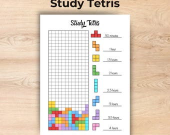 Study Tetris Tracker | Study Habit Tracker Printable | Student Planner PDF | Learning Journal Insert | Study Motivation Digital Download