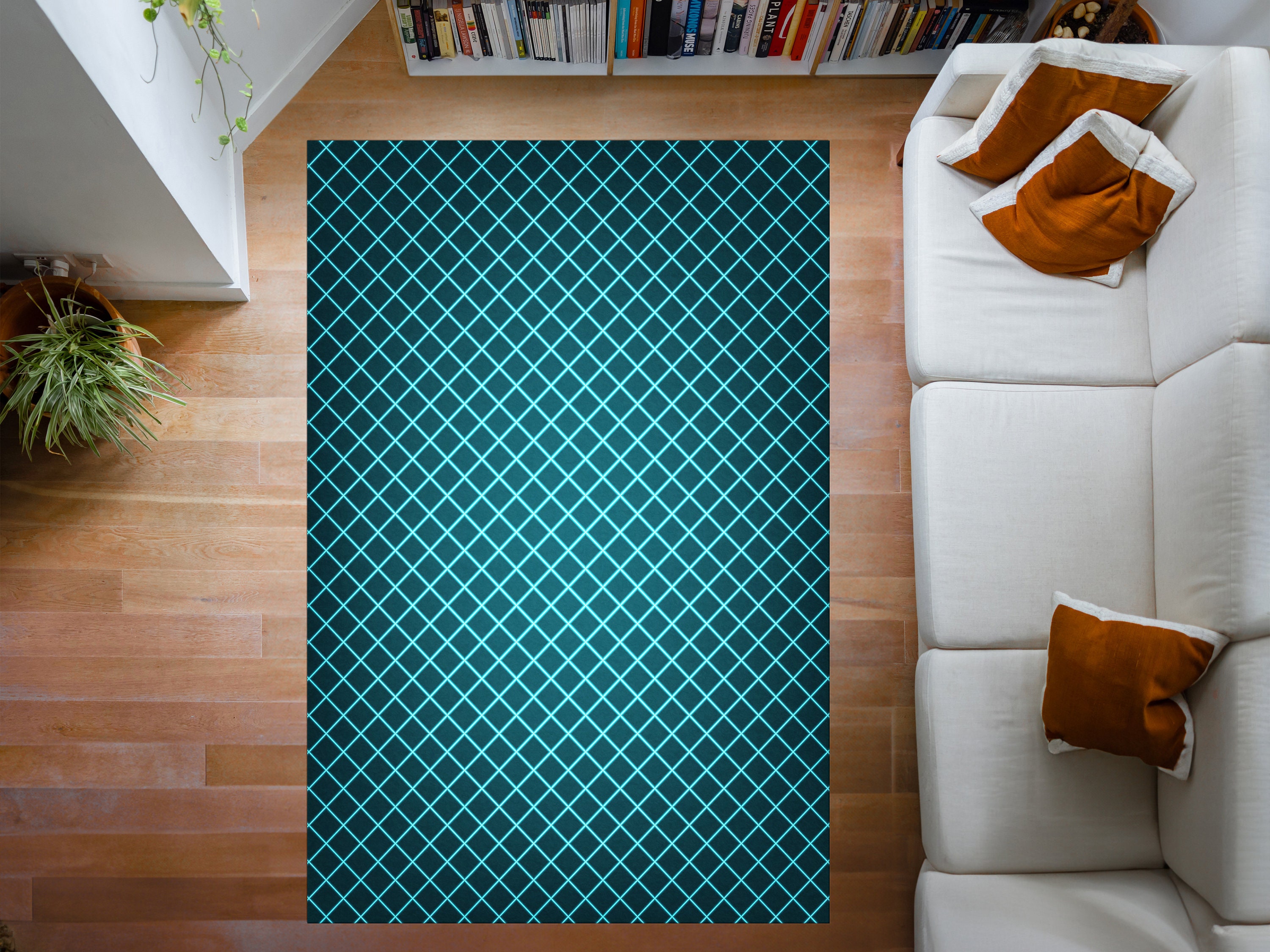 Hexagon Patterned Game Rug, E-spor Rug, Neon Look Rug, Gaming Room Rug ...