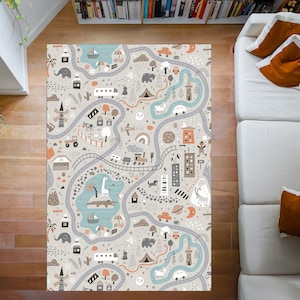 City Road Playground Ultra Soft Non Slip Washable High Quality Nursery Kids Rug, Children Rug, Personalizable Kids Rug, Patterned Soft Rugs