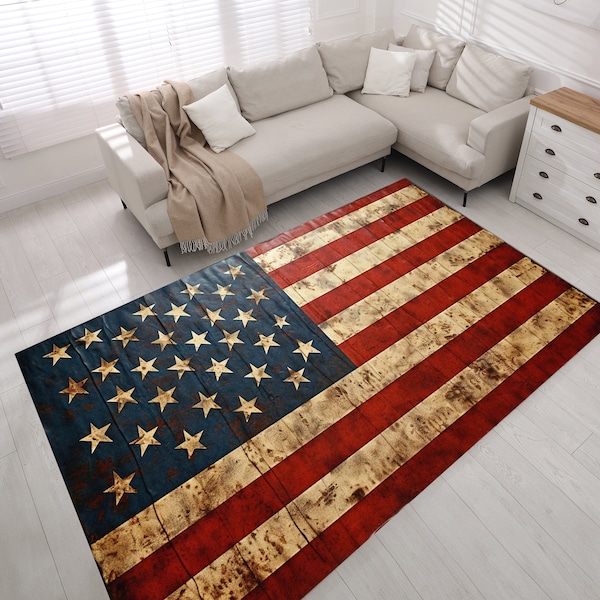 Tapis américain, tapis de zone de drapeau américain, tapis de drapeau des États-Unis, tapis de drapeau américain, salon, home sweet home, cadeau de Noël, tapis de drapeau personnalisé moderne